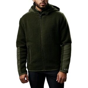 NEW! Asher Men's Golf Reversible Sherpa Jacket Embroidered Moss Green Sz M $195